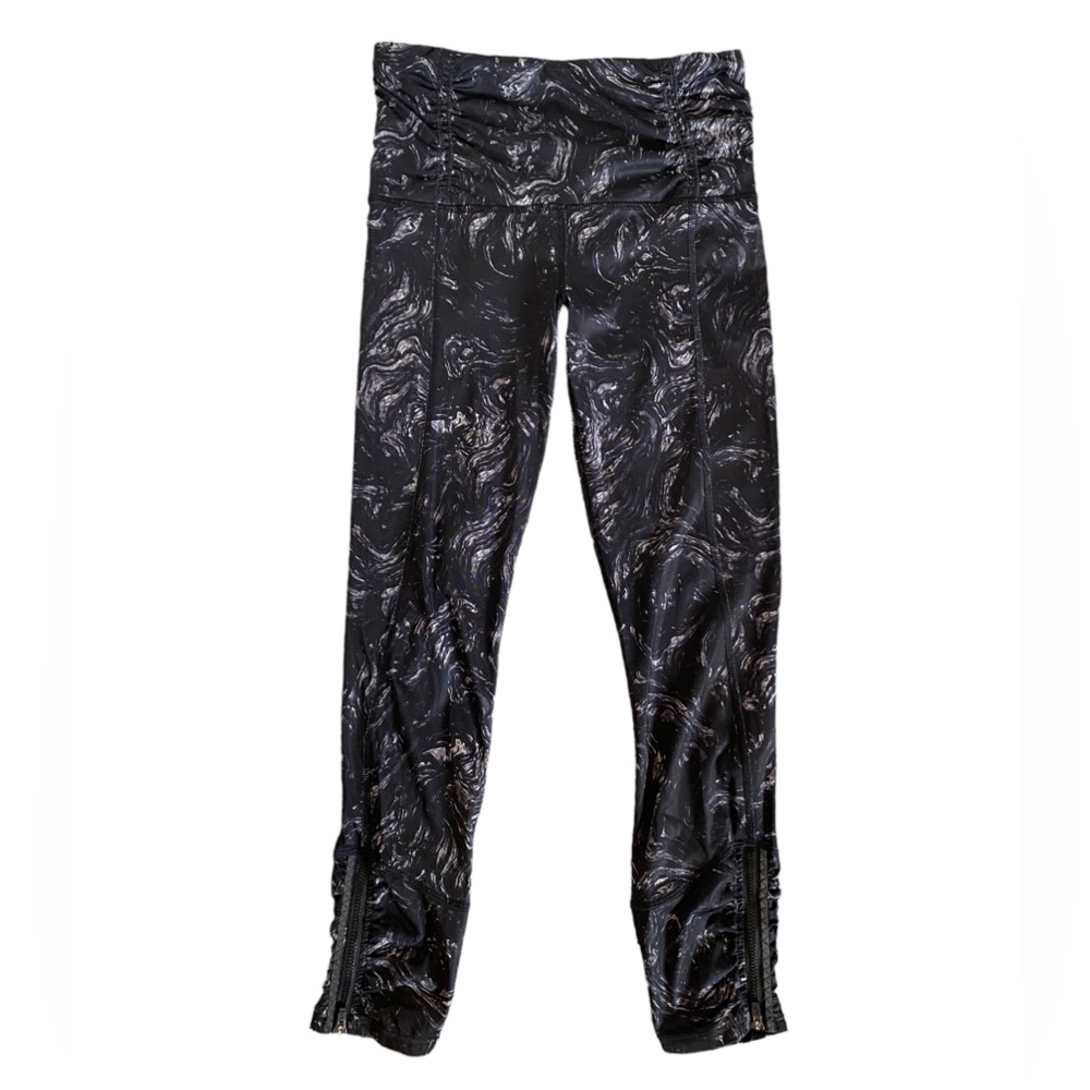 Lululemon Runday Crop Grey/Black Womens 2 W6B76S BBB